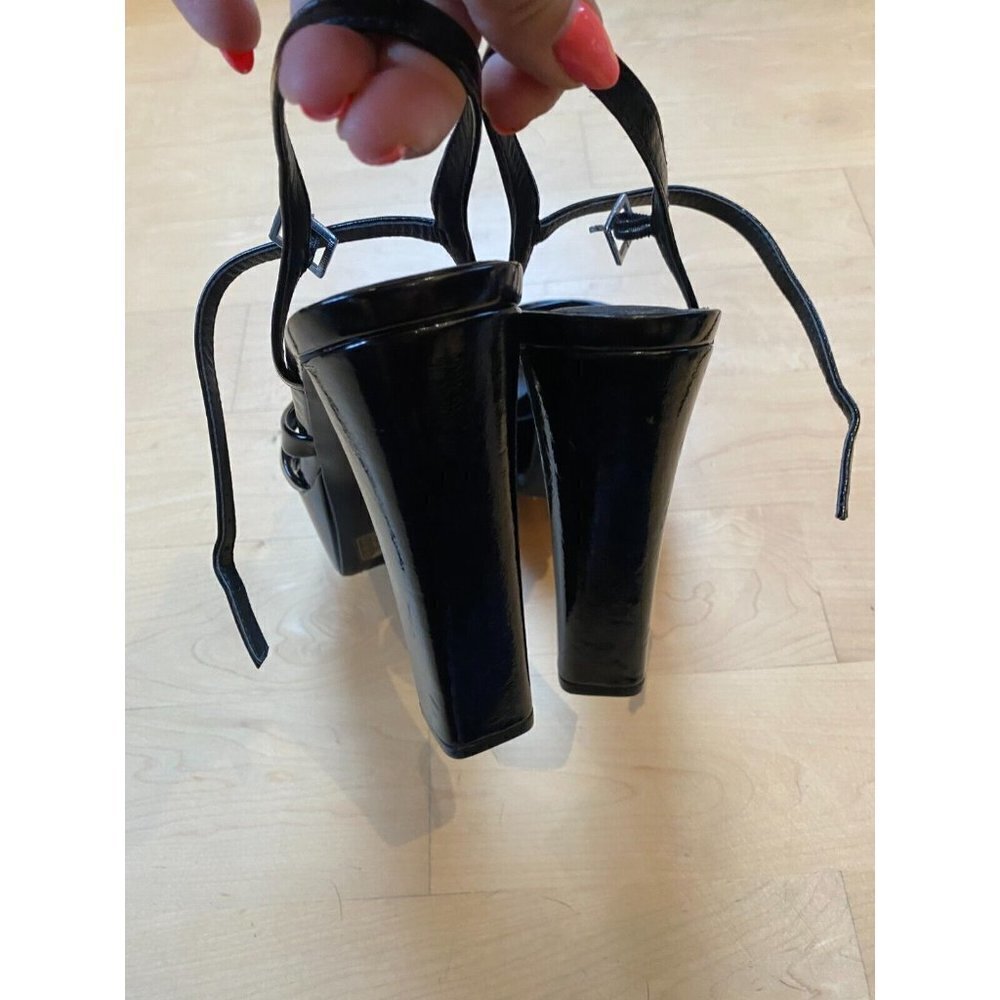 CHINESE Laundry New "Amella" Ankle Strap Black Platform Sandal Patent Heel - Picture 4 of 8